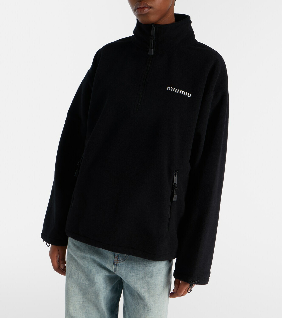 Miu Miu Logo fleece half-zip sweatshirt