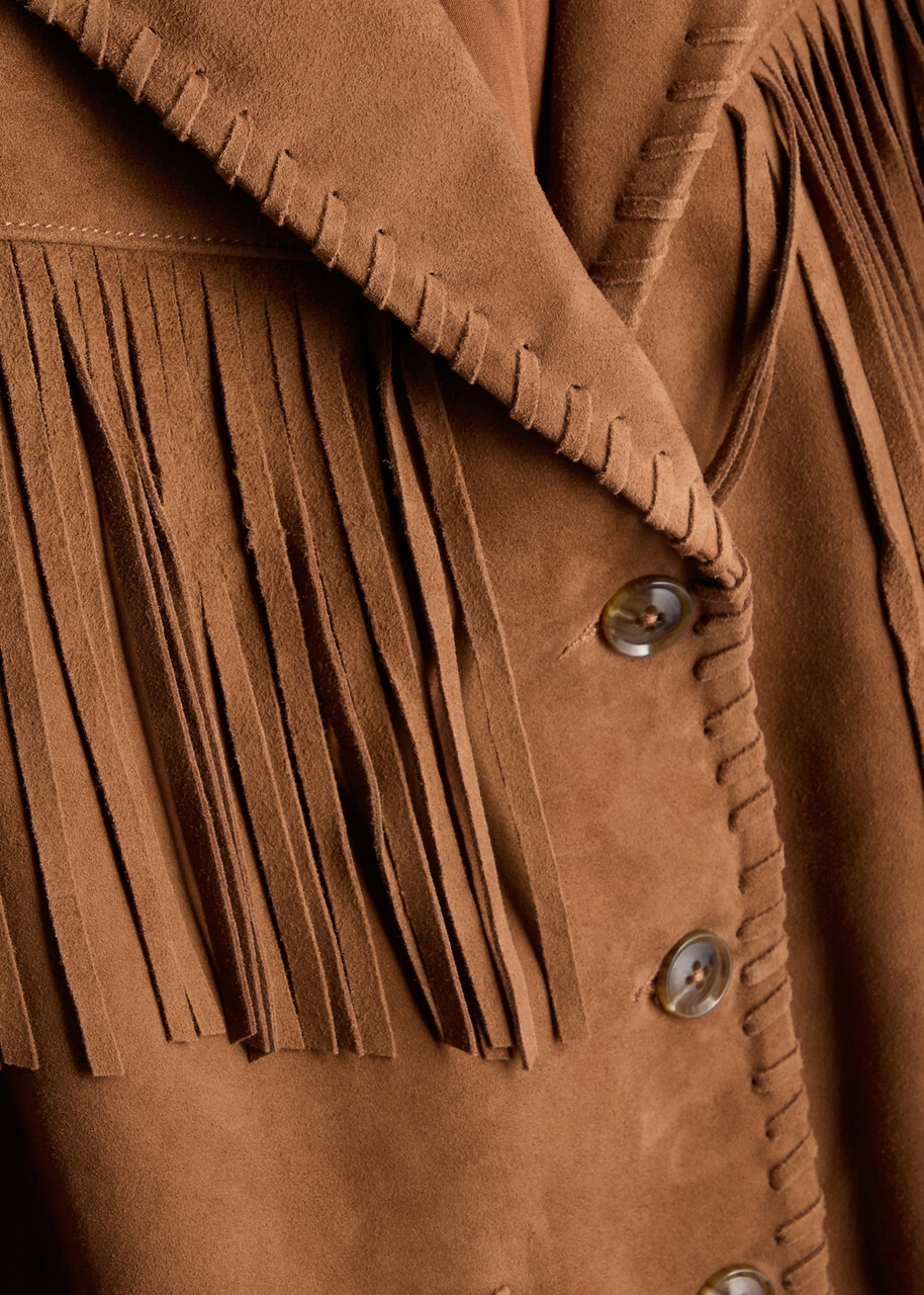 Paige Maronti Fringed Suede Jacket Brown