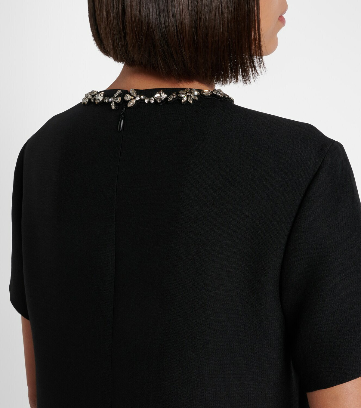 Valentino Crepe Couture embellished wool and silk minidress