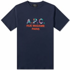 A.P.C. Men's Tao Colour Block Logo T-Shirt in Dark Navy