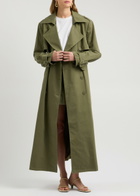 Aexae Double-breasted Cotton Trench Coat Khaki