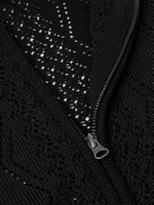 Amomento - Crocheted Zip-Up Cardigan - Black