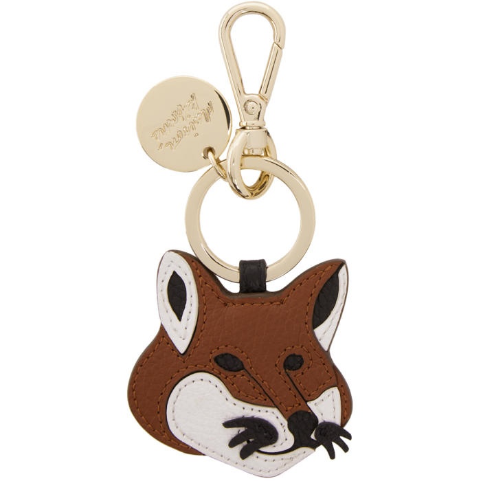 Photo: Maison Kitsuné Brown Leather Fox Head Keychain 