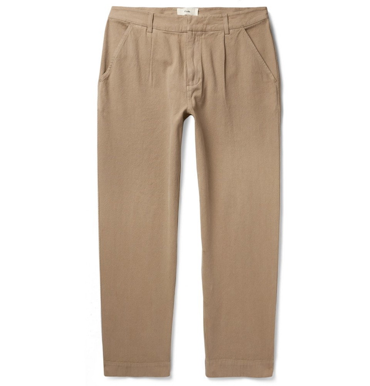 Photo: Folk - Signal Pleated Garment-Dyed Cotton Trousers - Beige