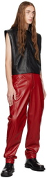 Situationist Red Four-Pocket Faux-Leather Pants