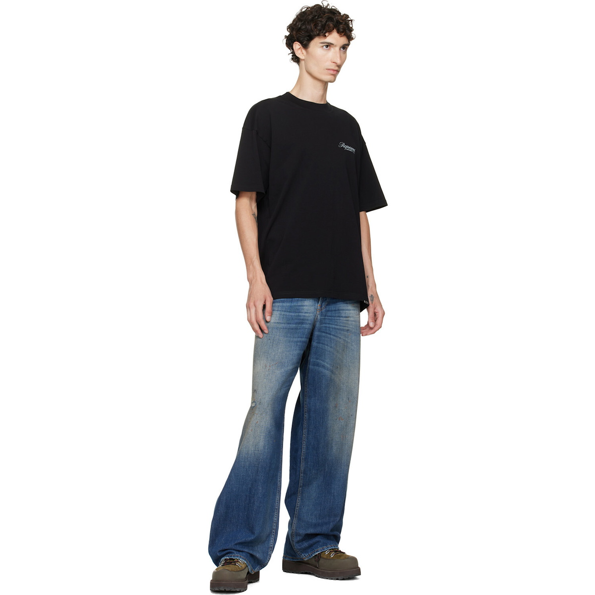 Represent Black Printed 'Owners Club' Script T-shirt