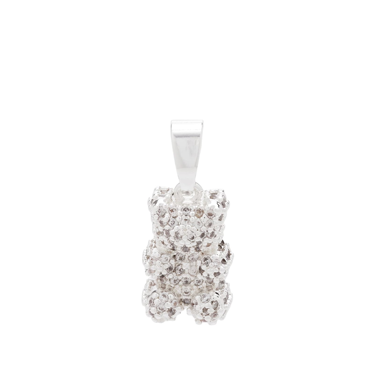 Crystal Haze Women's Pave Nostalgia Bear Necklace Charm in Silver 