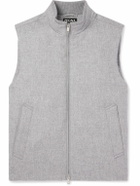Zegna - Elements Leather-Trimmed Oasi Cashmere Down Gilet - Gray