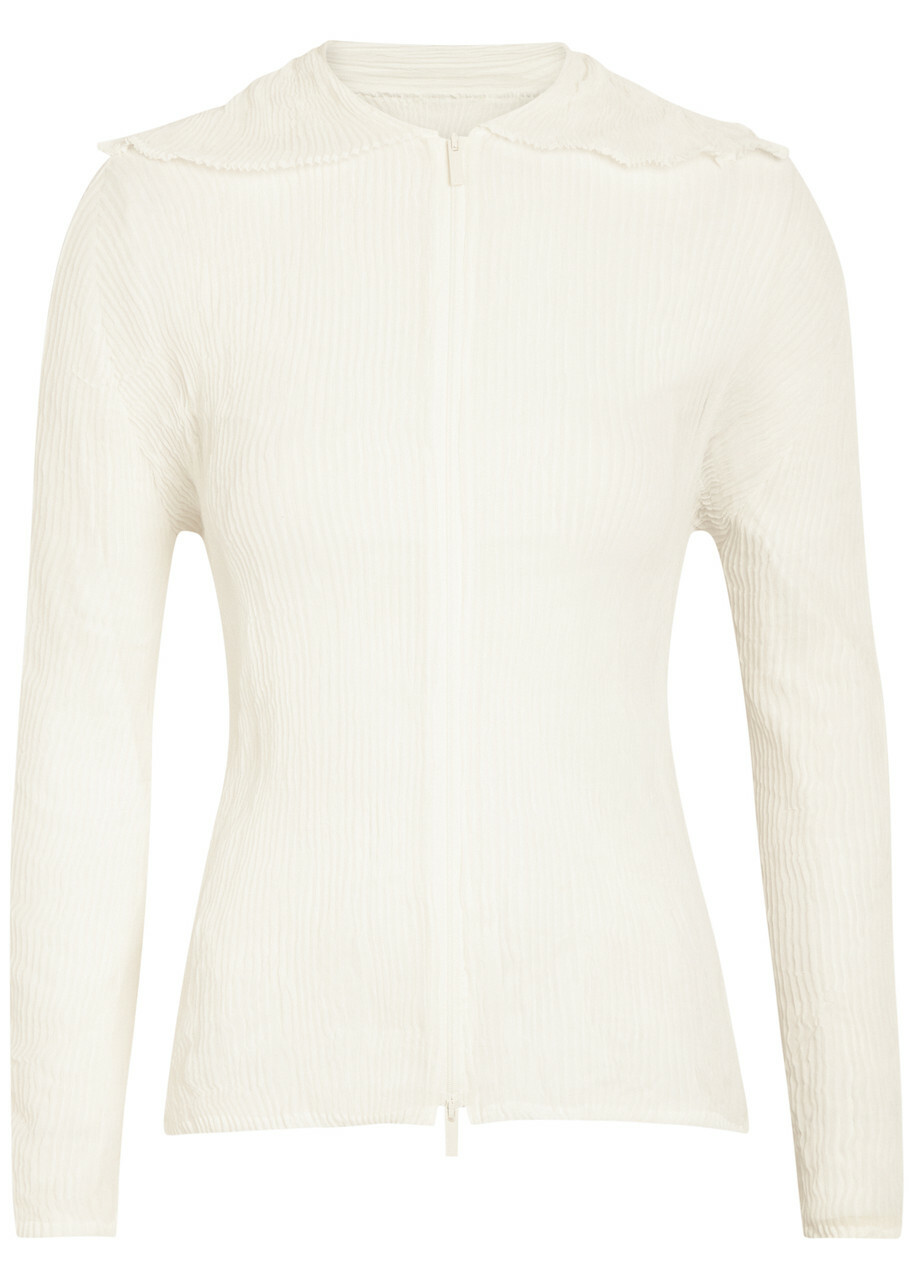 Issey Miyake Twist Pleated Semi-sheer Chiffon top White