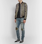 AMIRI - MX1 Skinny-Fit Camouflage Print-Panelled Distressed Stretch-Denim Jeans - Blue