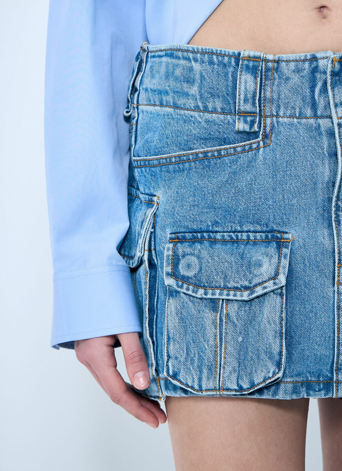 Alexander Wang Cargo Denim Mini Skirt
