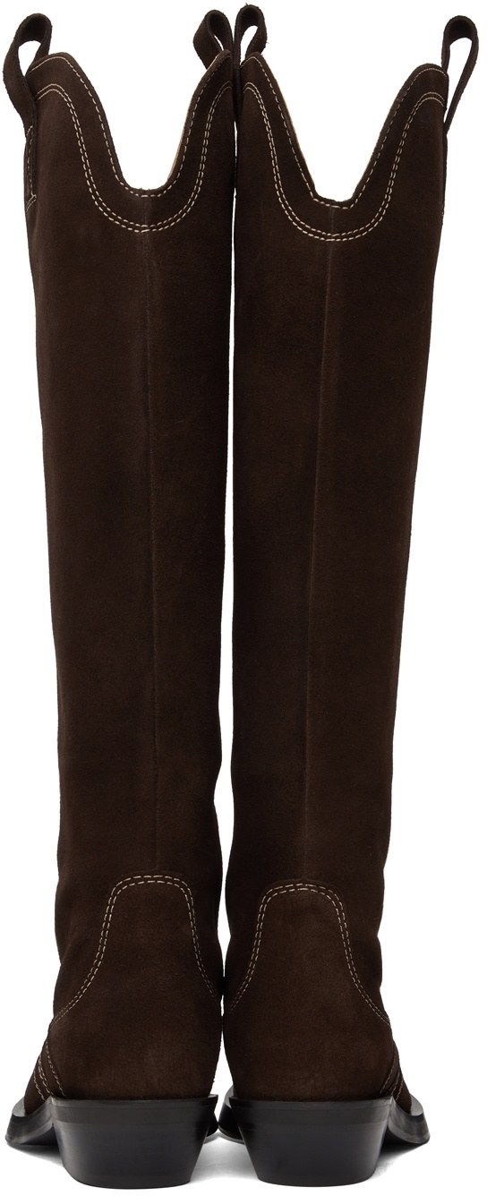 GANNI Brown Suede Western Tall Boots
