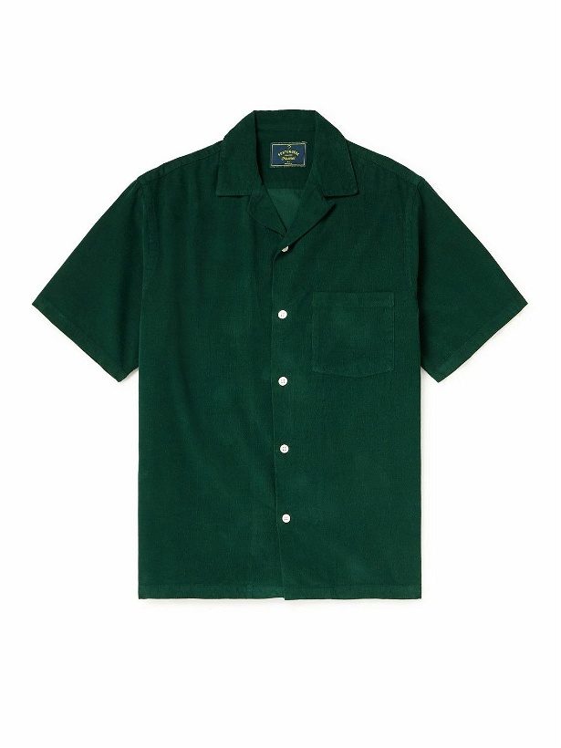 Photo: Portuguese Flannel - Convertible-Collar Cotton-Corduroy Shirt - Green