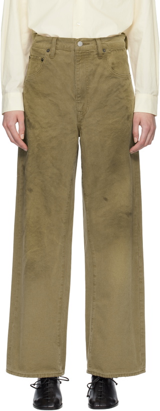 Photo: ssstein Beige Sulfur Dyed Oxford Vintage Wide Jeans