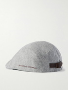 Brunello Cucinelli - Logo-Embroidered Virgin Wool-Flannel Flat Cap - Gray