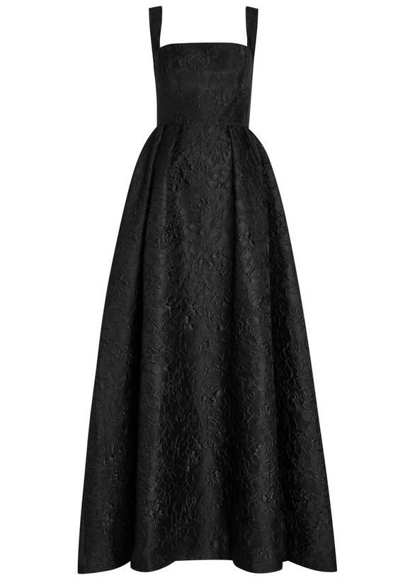 Photo: Rebecca Vallance Esther Floral-jacquard Cloqué Gown Black