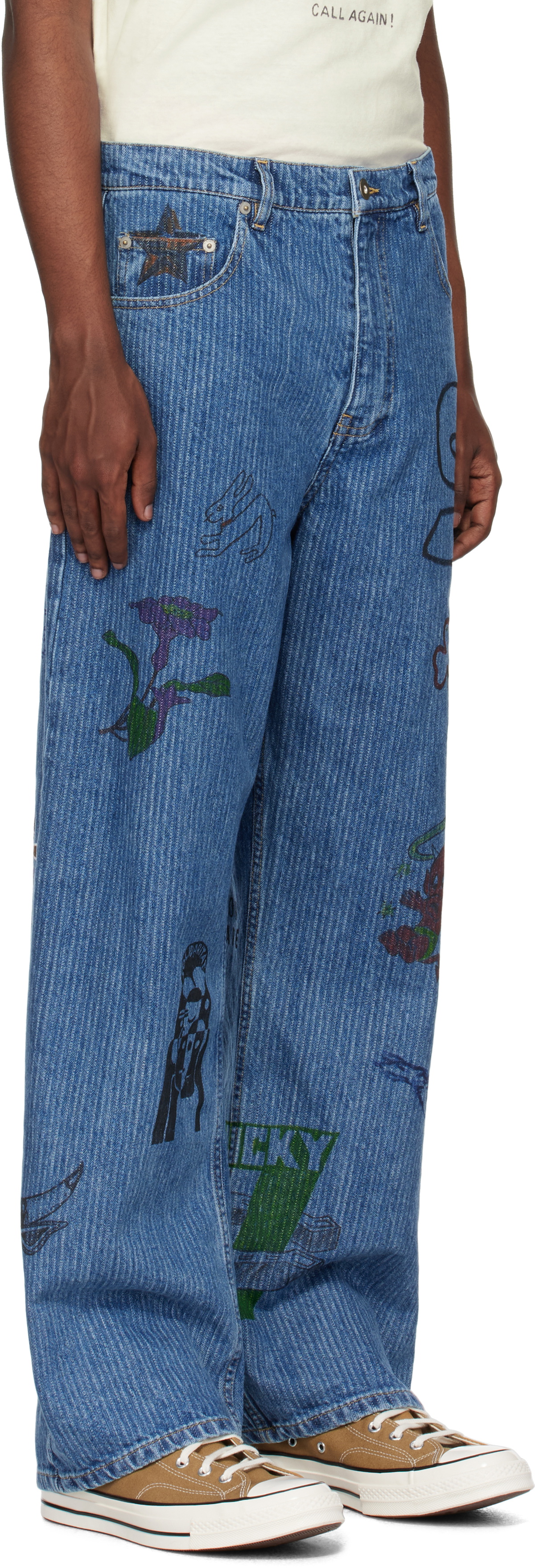 Small Talk Studio SSENSE Exclusive Blue Hand Drawn Jeans