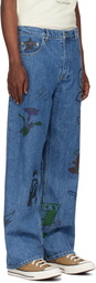 Small Talk Studio SSENSE Exclusive Blue Hand Drawn Jeans