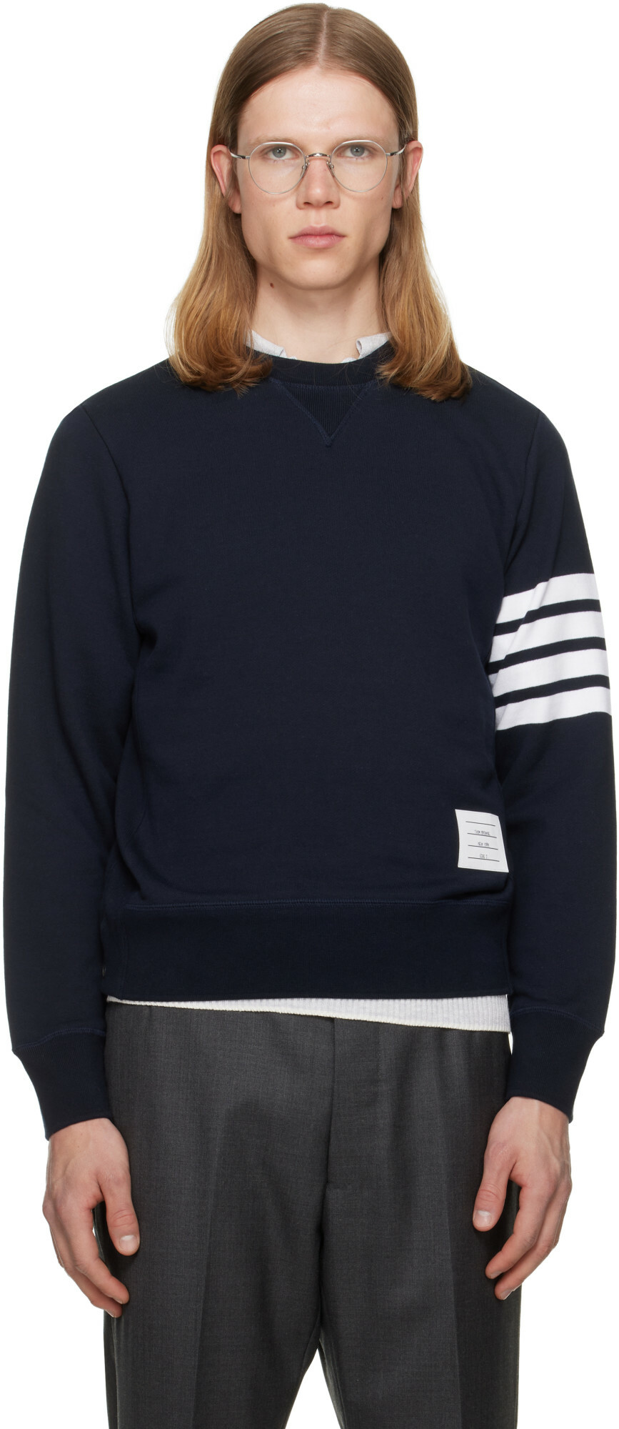 Thom Browne Navy Classic Loopback 4-Bar Sweatshirt