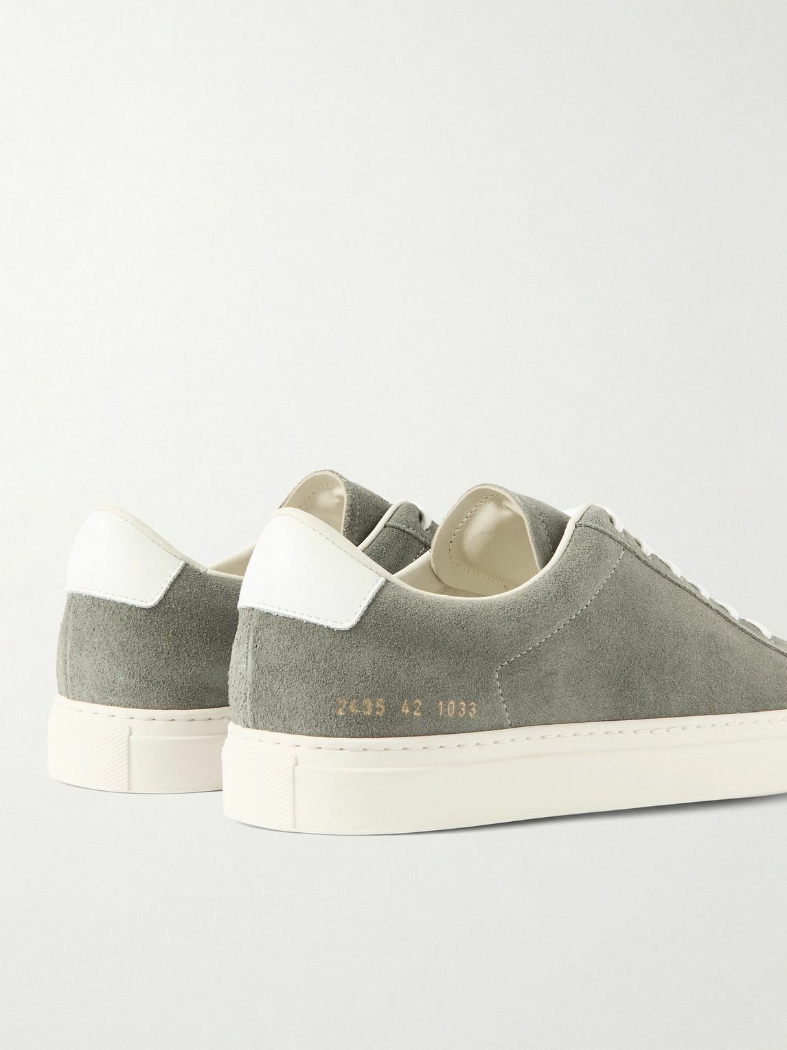 Common Projects - Retro Leather-Trimmed Suede Sneakers - Green Common ...