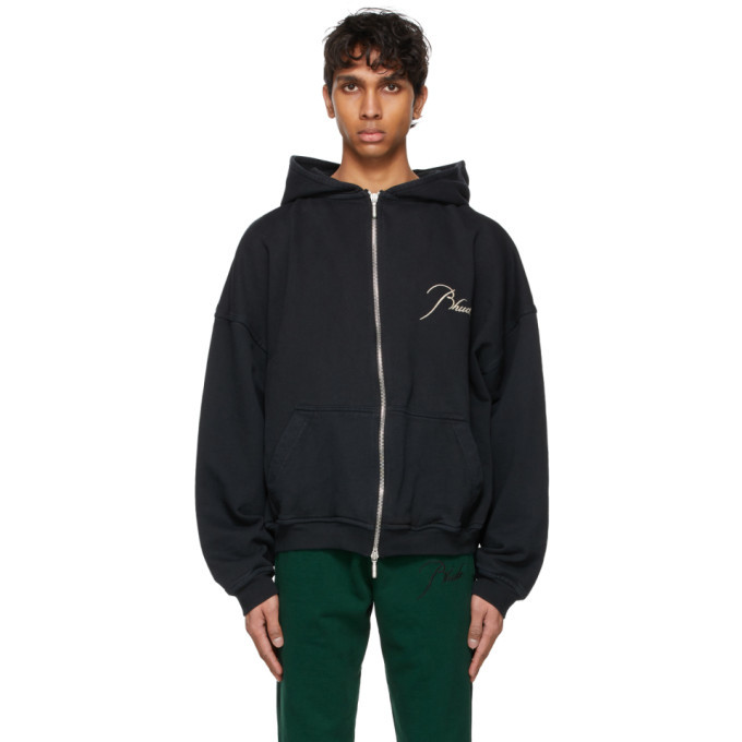 Rhude Black Full Zip Hoodie