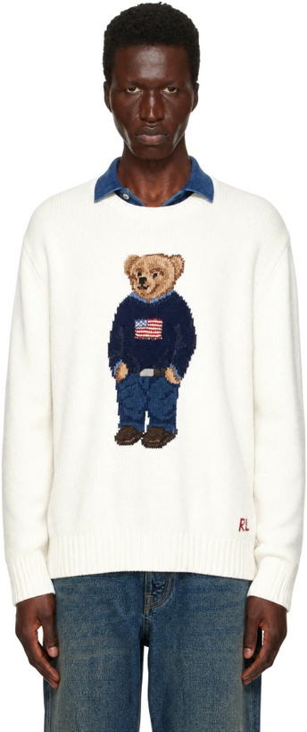 Photo: Polo Ralph Lauren Off-White Polo Bear Sweater
