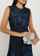Erdem Floral-print Denim Midi Dress Indigo