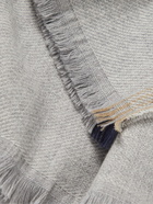 BRUNELLO CUCINELLI - Fringed Striped Wool and Cashmere-Blend Scarf