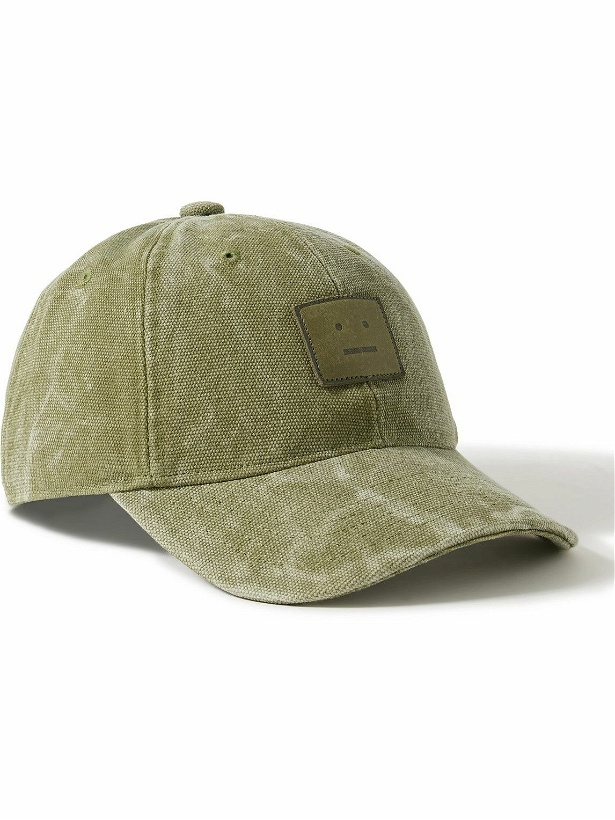 Photo: Acne Studios - Leather-Trimmed Distressed Cotton-Canvas Baseball Cap
