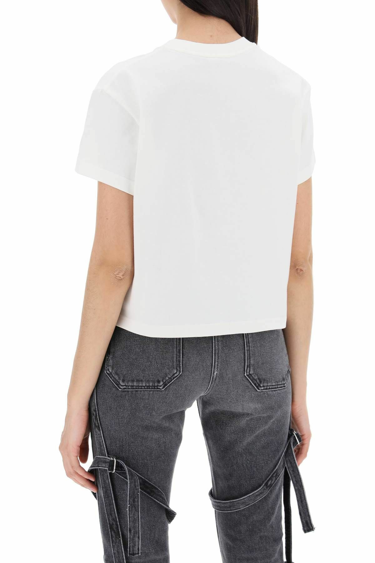 COURREGES cropped logo t-shirt with White Courreges
