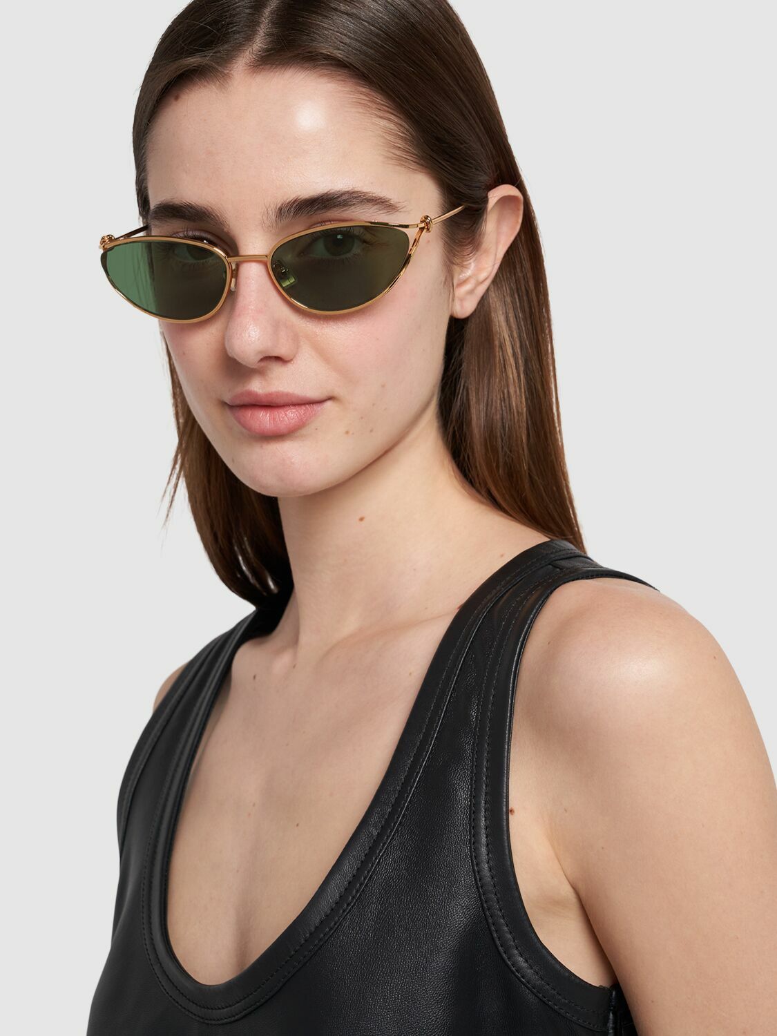 Bottega Veneta Retro Cat-Eye Green Sunglasses with Metal Knot Detail 821447VBL809726_A.jpg?v=1 main image 2
