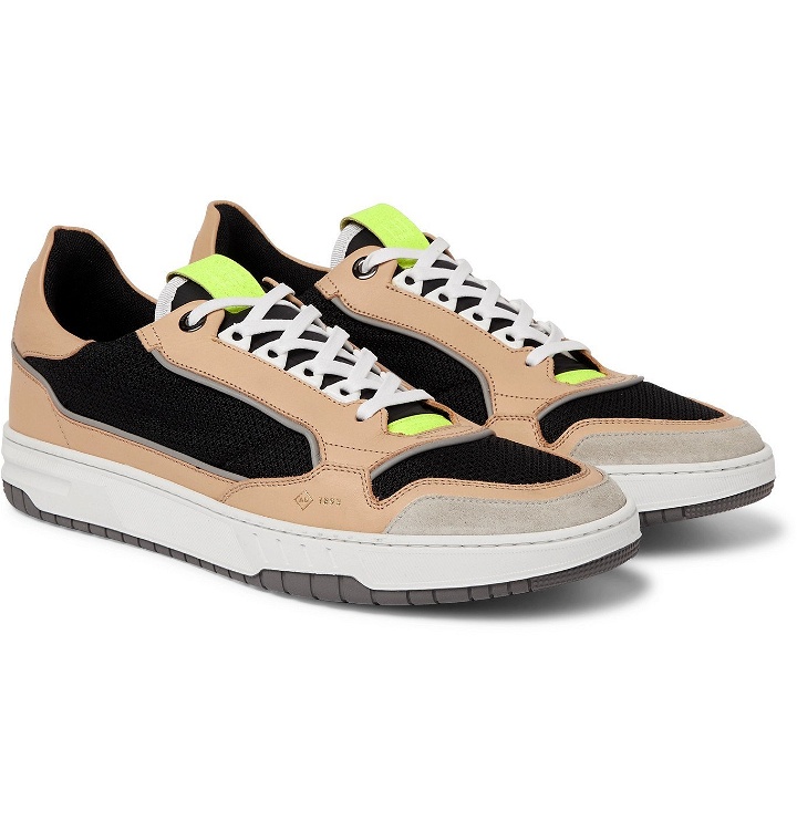 Photo: DUNHILL - Court Pro Suede-Trimmed Mesh and Leather Sneakers - Brown