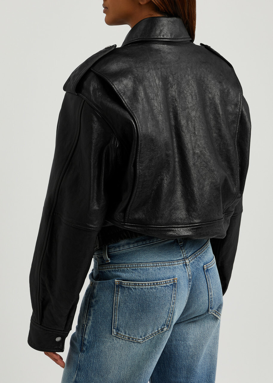 Saint Laurent Women's Black Vintage-Inspired Leather Jacket Saint Laurent Women's Black Vintage-Inspired Leather Jacket