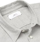 Mr P. - Paul Mélange Cotton, Linen and Wool-Blend Flannel Shirt - Gray