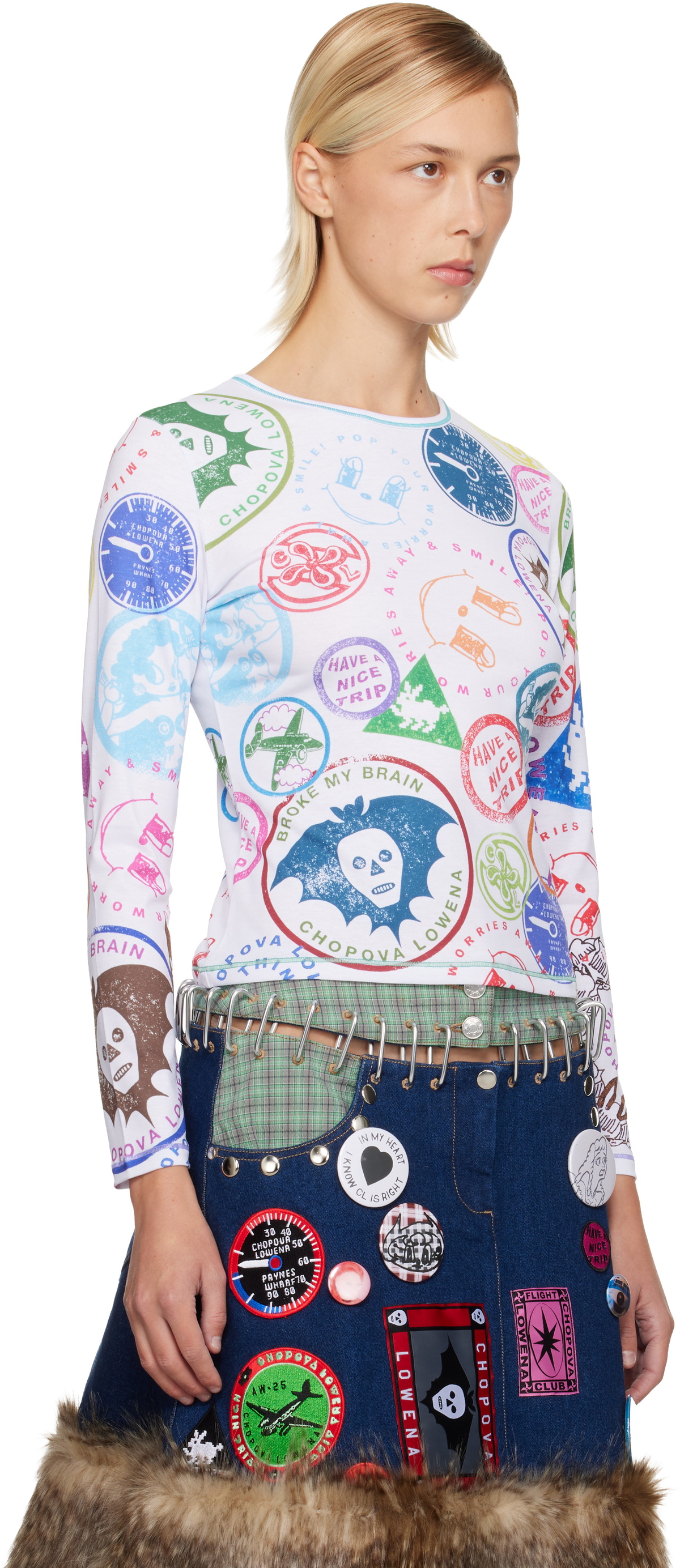 Chopova Lowena White Stamp It Fitted Jersey T-shirt