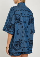 Zimmermann Aster Embroidered Denim Shirt Blue