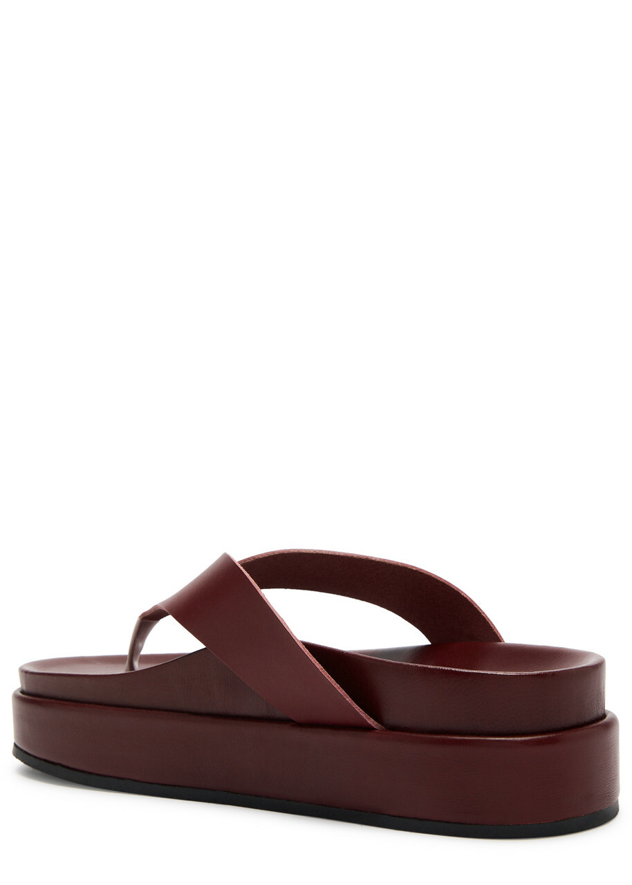 Ancient Greek Sandals Charys 40 Leather Flatform Thong Sandals Dark Red