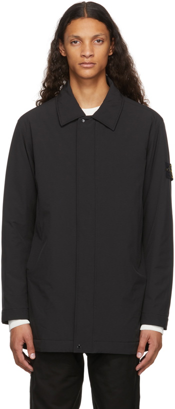 Photo: Stone Island Black Soft Shell Mid-Length Coat