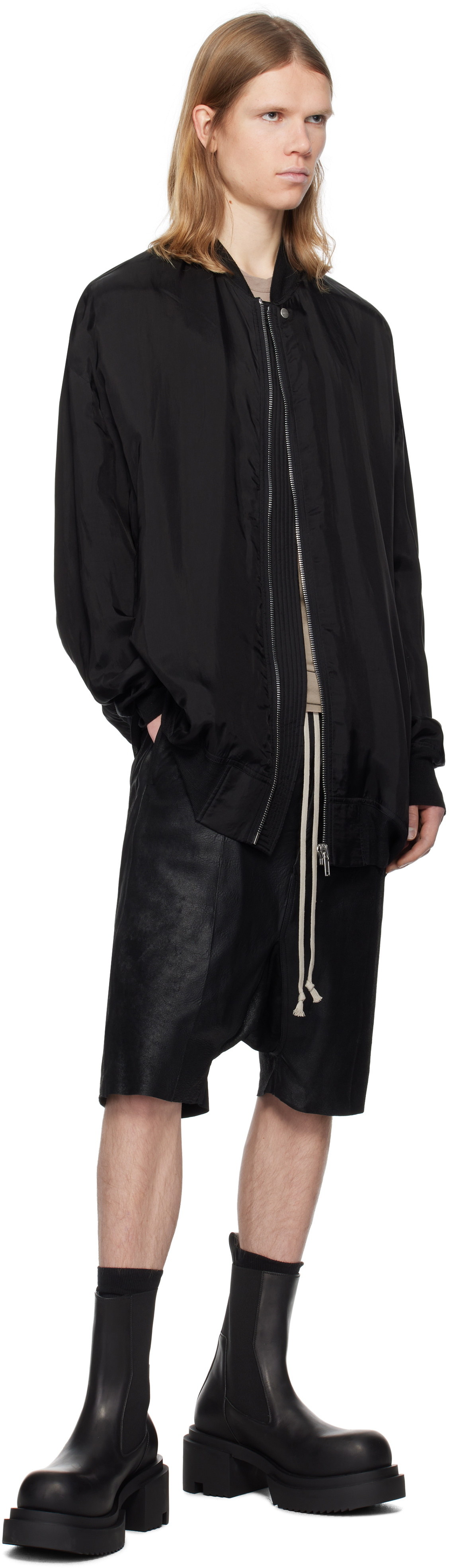 Rick Owens Black Hollywood Rick's Pods Leather Shorts Rick Owens