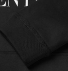 Valentino - Logo-Print Loopback Cotton-Blend Jersey Hoodie - Black