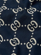 GUCCI - Striped Logo-Intarsia Cotton Track Jacket - Blue