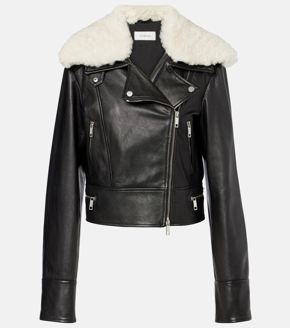 Sportmax Toscana shearling-trimmed leather jacket
