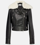 Sportmax Toscana shearling-trimmed leather jacket