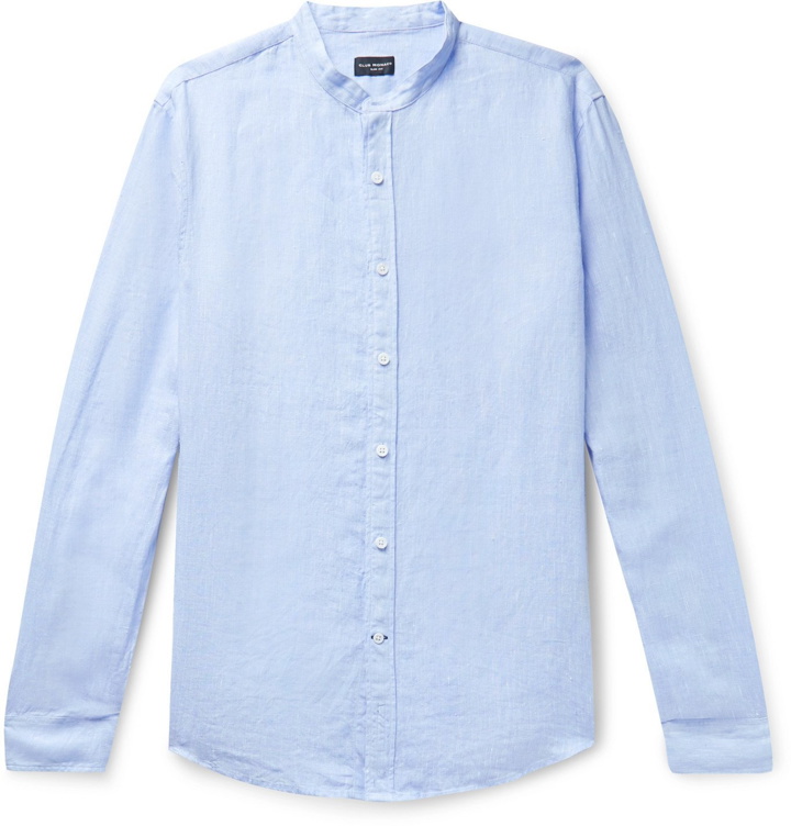 Photo: Club Monaco - Slim-Fit Grandad-Collar Linen Shirt - Blue