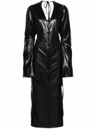 Jade Cropper Blue Lace-Up Faux-Leather Dress