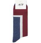 N/A - Colour-Block Stretch Cotton-Blend Socks - Burgundy