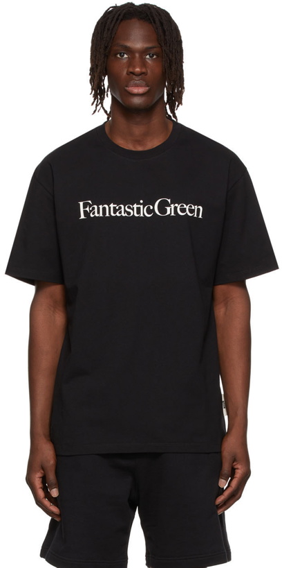 Photo: MSGM Black Fantastic Green Text T-Shirt