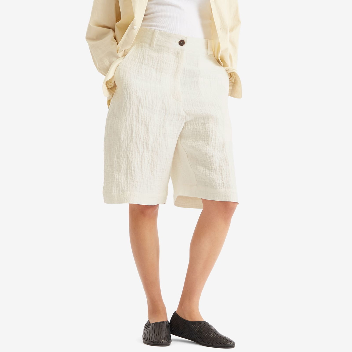 Studio Nicholson Women's Wide Leg Shorts in Parchment