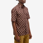 Dries Van Noten Men's Clasen Short Sleeve Poplin Shirt in Dark Brown