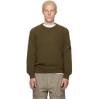 C.P. Company Khaki Lambswool Lens Crewneck Contrast Sweater